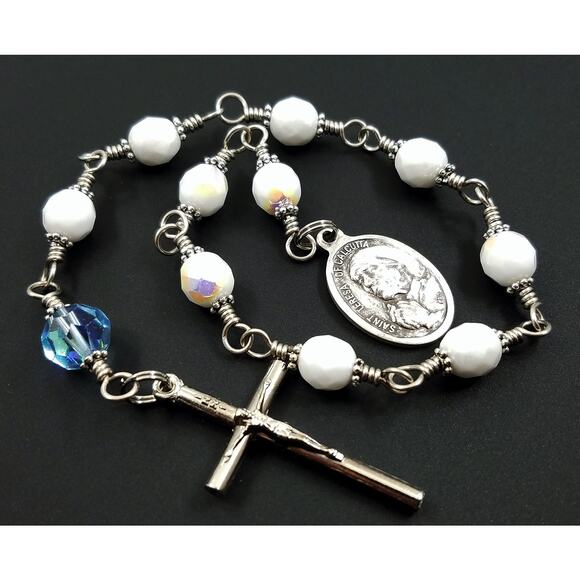 St. Teresa of Calcutta One Decade Rosary, Crystal Beads - Picture 2 of 10